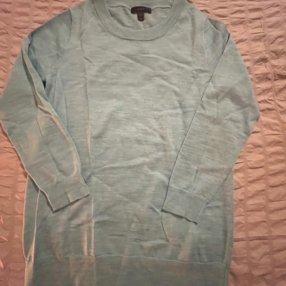 Women's J. Crew Merino Wool Tippi Sweater Size‎ Small light blue E1277